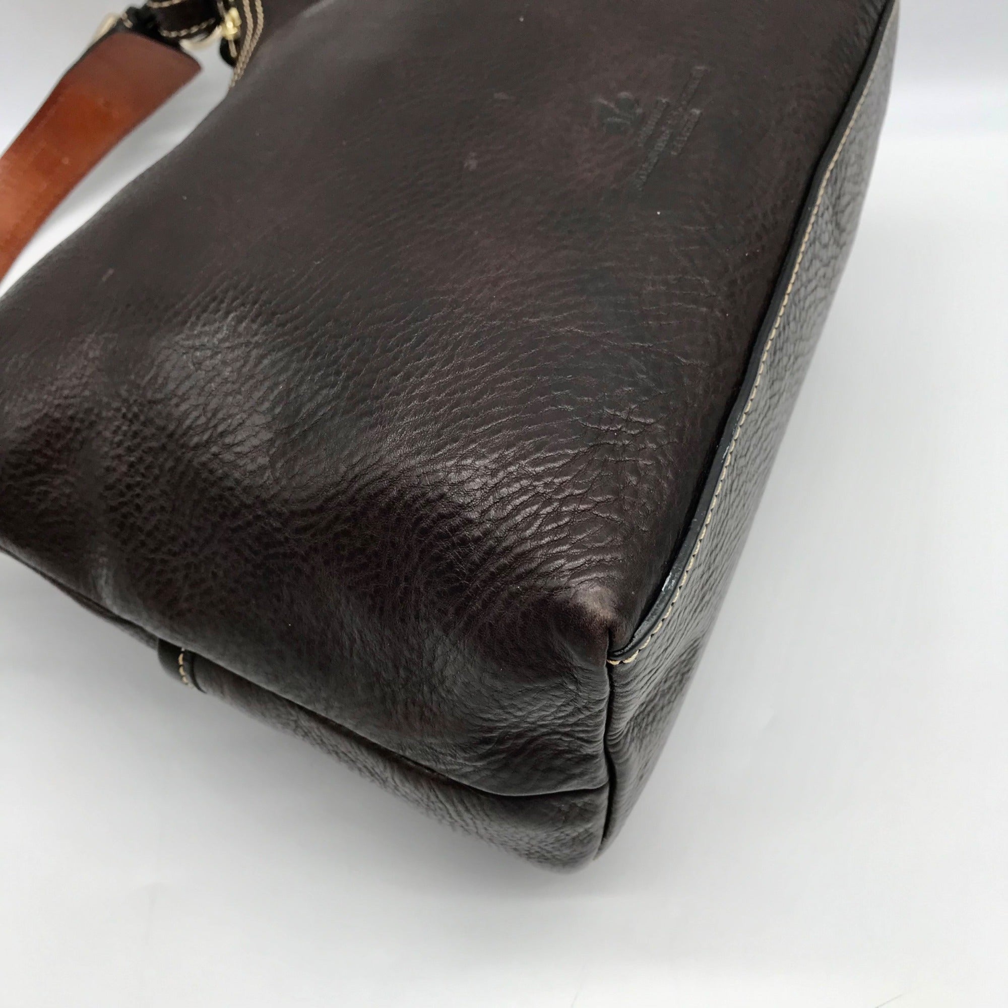 Dooney &amp; Bourke Dark Brown Vachetta Leather Lucy Florentine Satchel Bag