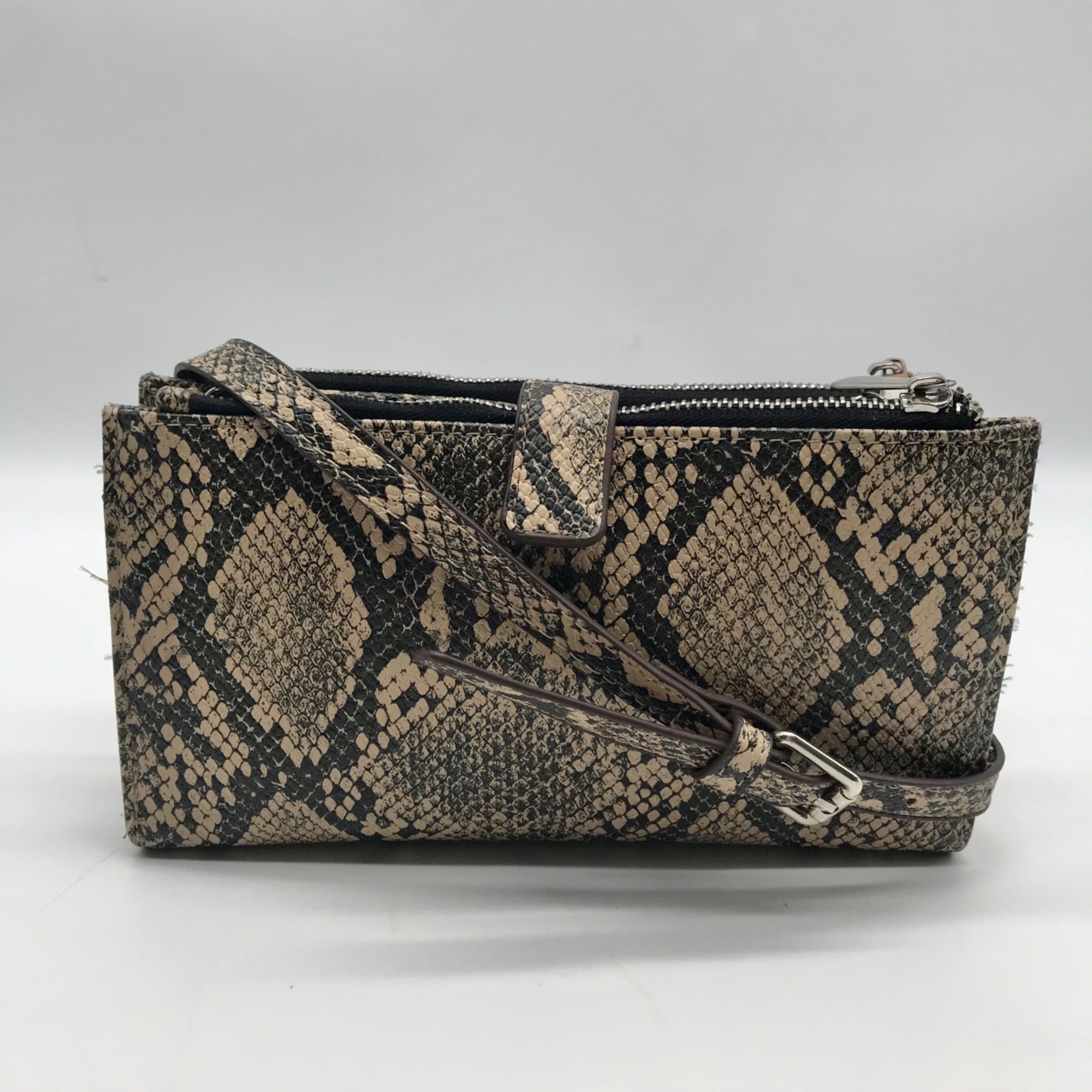 Carlos Santana Black and Tan Snakeskin Faux Leather Pattern Wallet