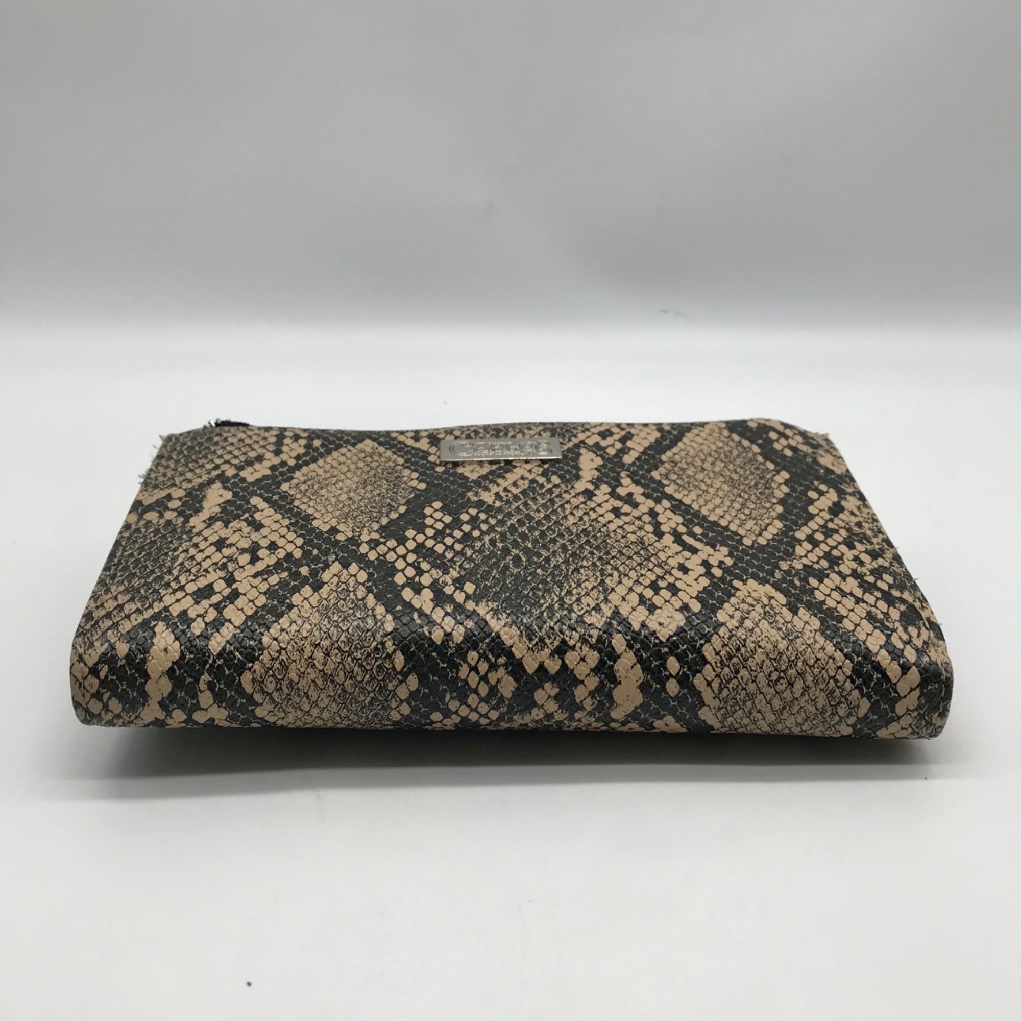Carlos Santana Black and Tan Snakeskin Faux Leather Pattern Wallet