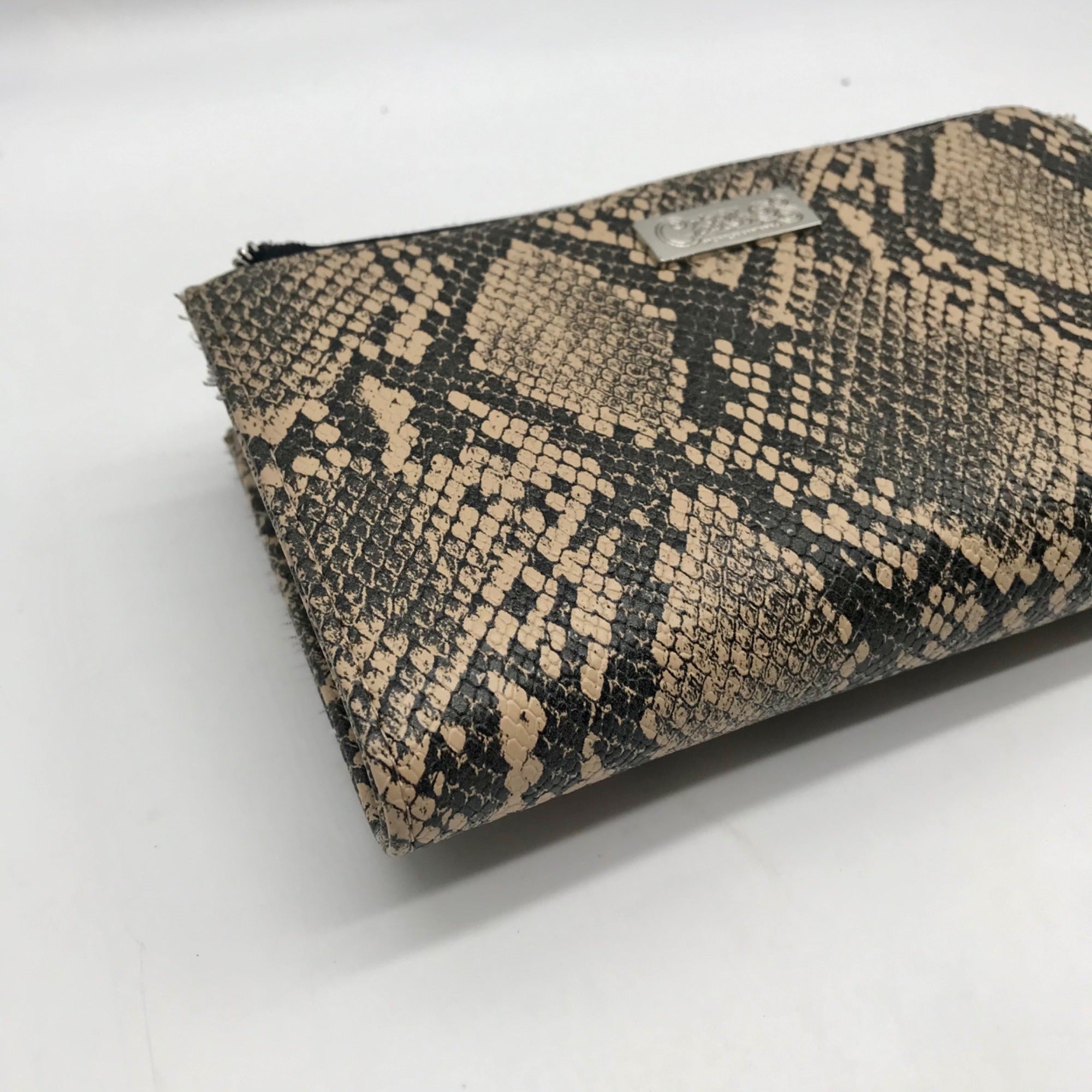 Carlos Santana Black and Tan Snakeskin Faux Leather Pattern Wallet