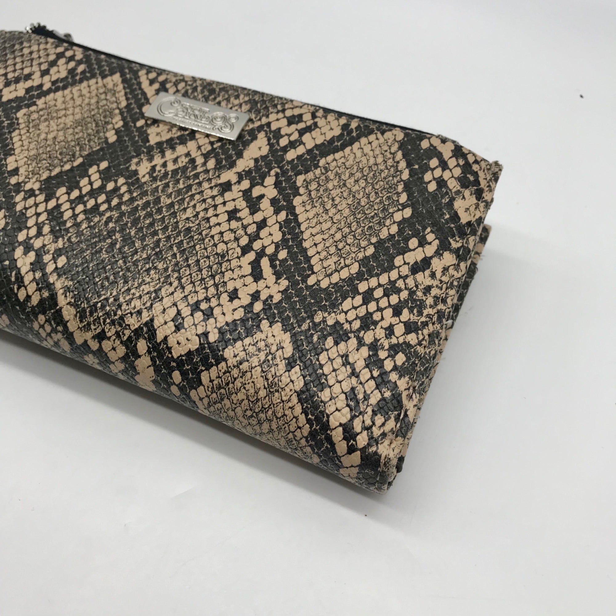 Carlos Santana Black and Tan Snakeskin Faux Leather Pattern Wallet