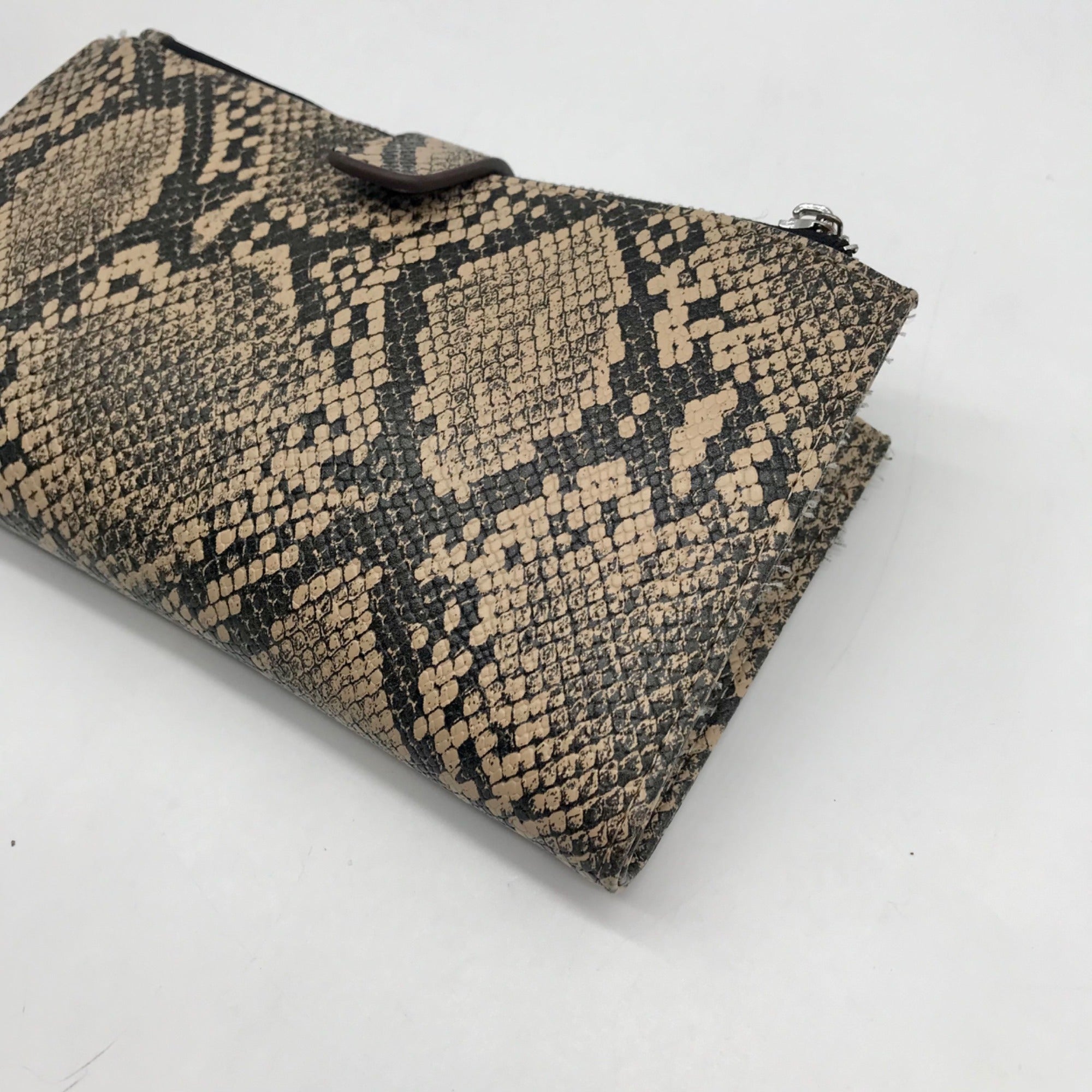 Carlos Santana Black and Tan Snakeskin Faux Leather Pattern Wallet