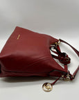 Michael Kors Red Aria Large Pebbled Leather Shoulder Bag