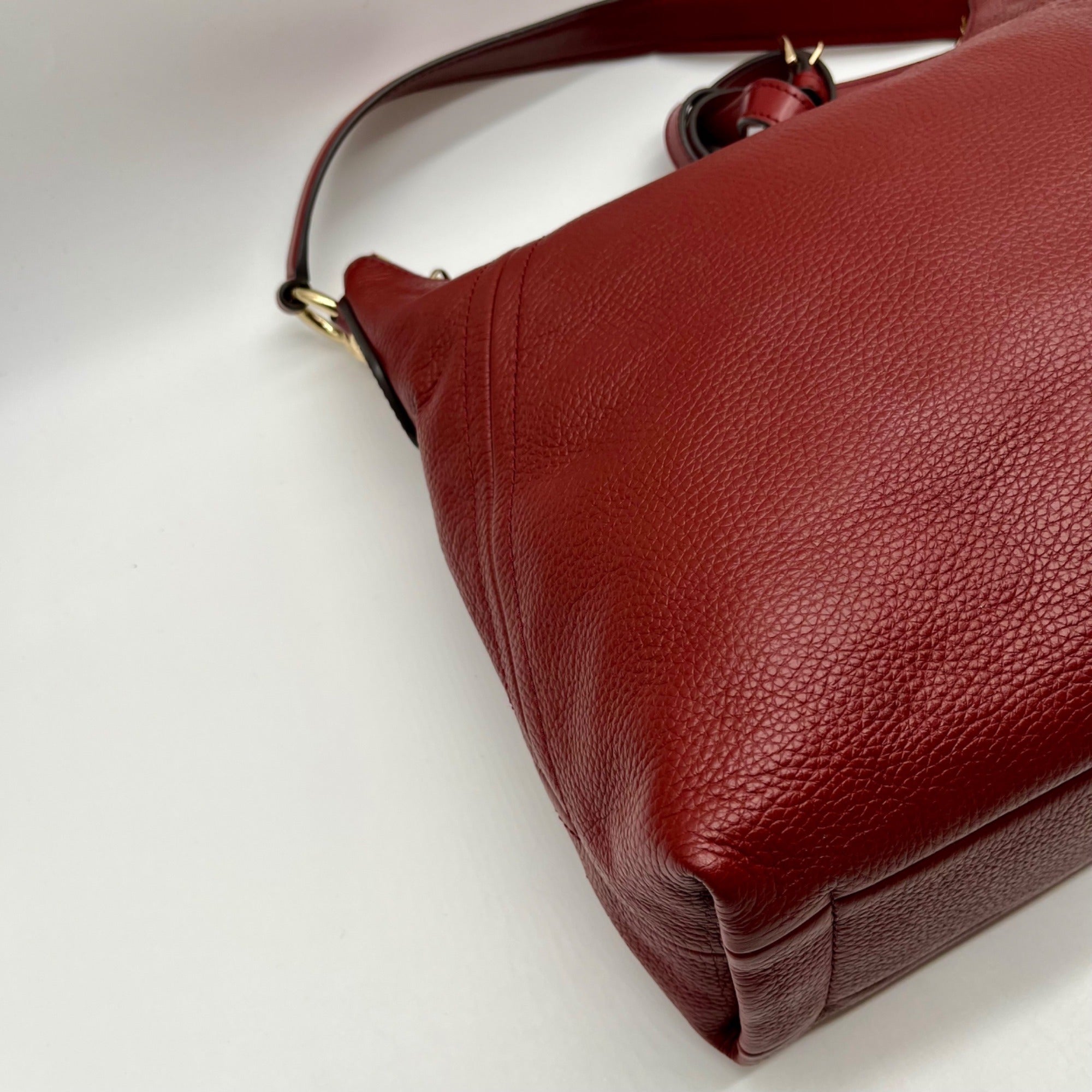 Michael Kors Red Aria Large Pebbled Leather Shoulder Bag
