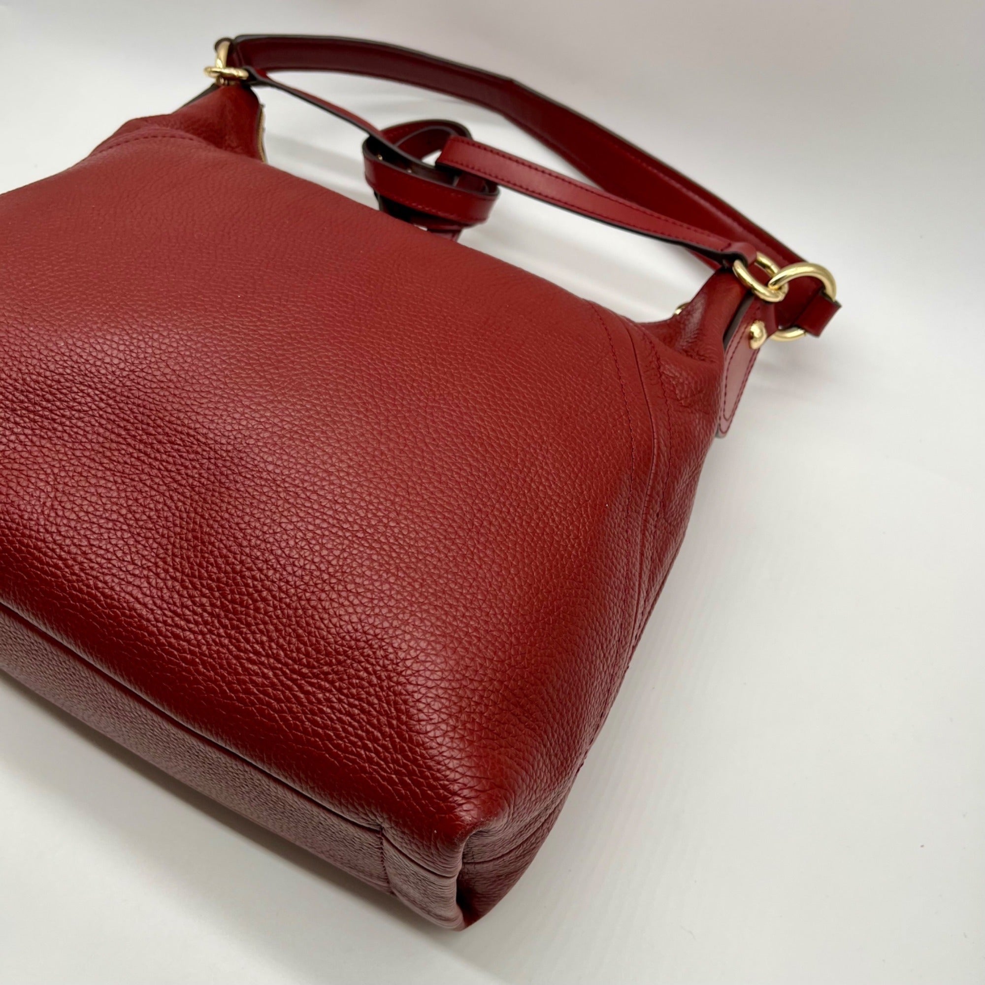 Michael Kors Red Aria Large Pebbled Leather Shoulder Bag