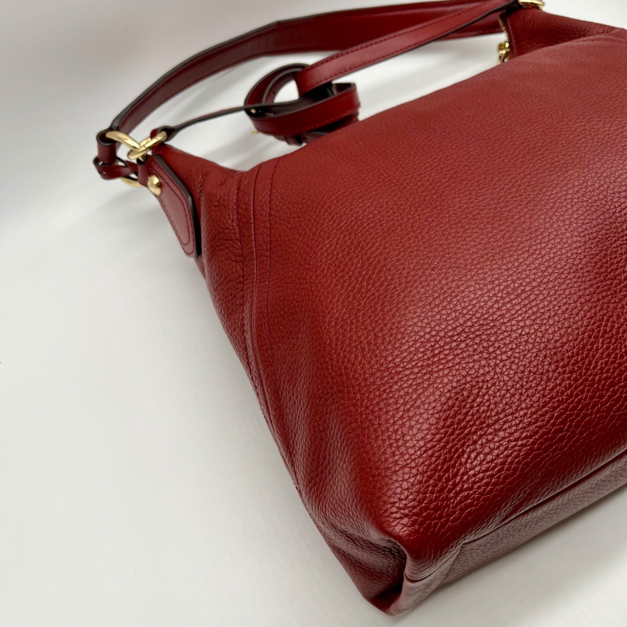 Michael Kors Red Aria Large Pebbled Leather Shoulder Bag