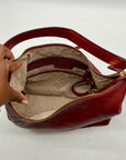Michael Kors Red Aria Large Pebbled Leather Shoulder Bag