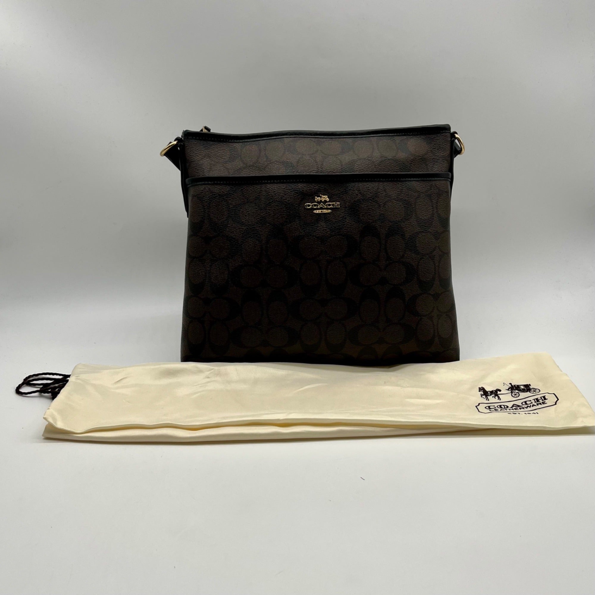 Coach Brown Signature Canvas File Crossbody Bag F58267