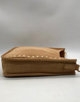 Light Brown Faux Suede & Gold Accents Crossbody Bag