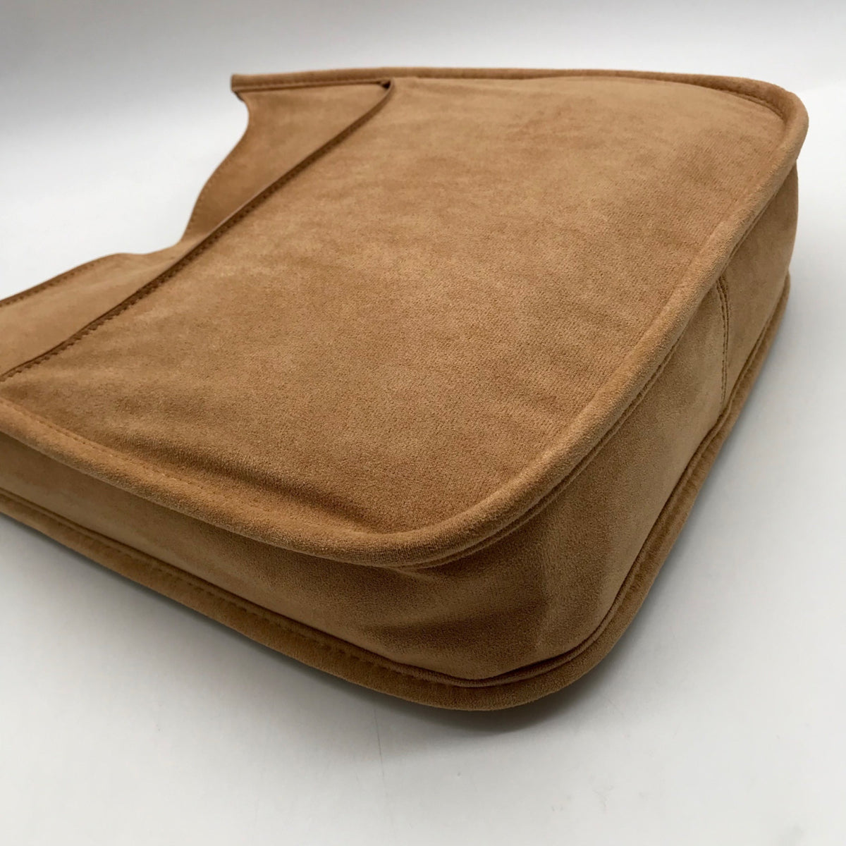 Light Brown Faux Suede &amp; Gold Accents Crossbody Bag