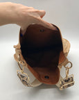 Light Brown Faux Suede & Gold Accents Crossbody Bag