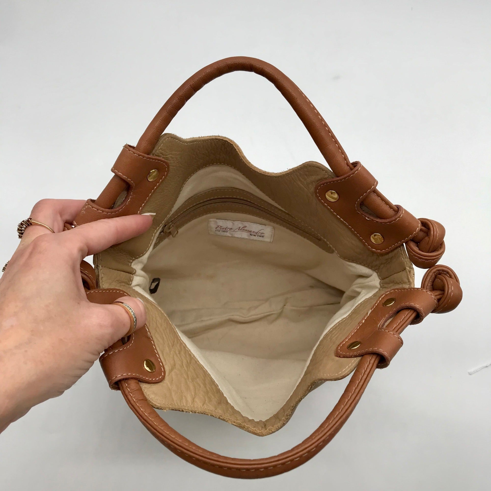 Pietro Alessandro Tan and Beige Leather Shoulder Bag