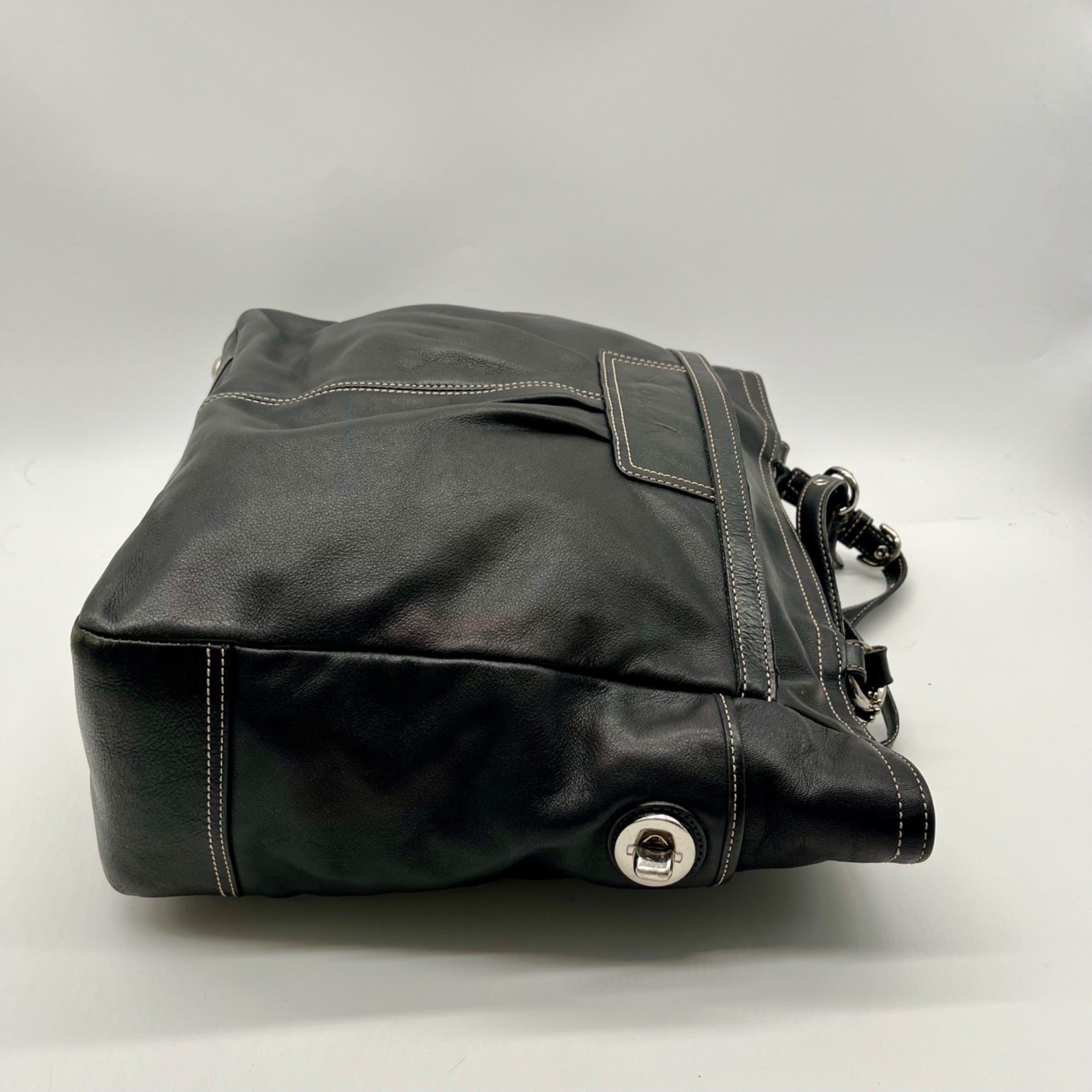 Black Coach Soho Pleated Leather Large Tote Bag F14673