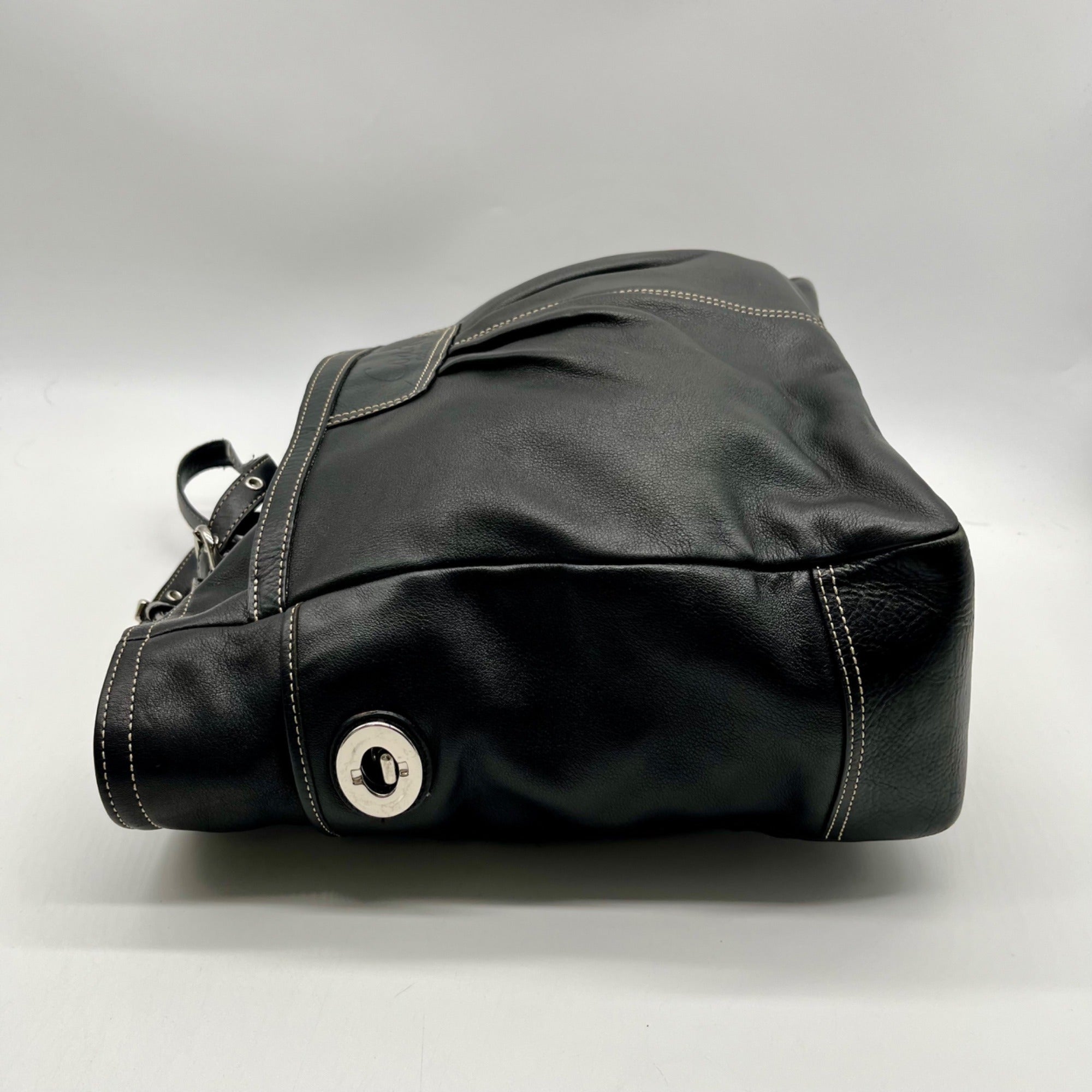 Black Coach Soho Pleated Leather Large Tote Bag F14673