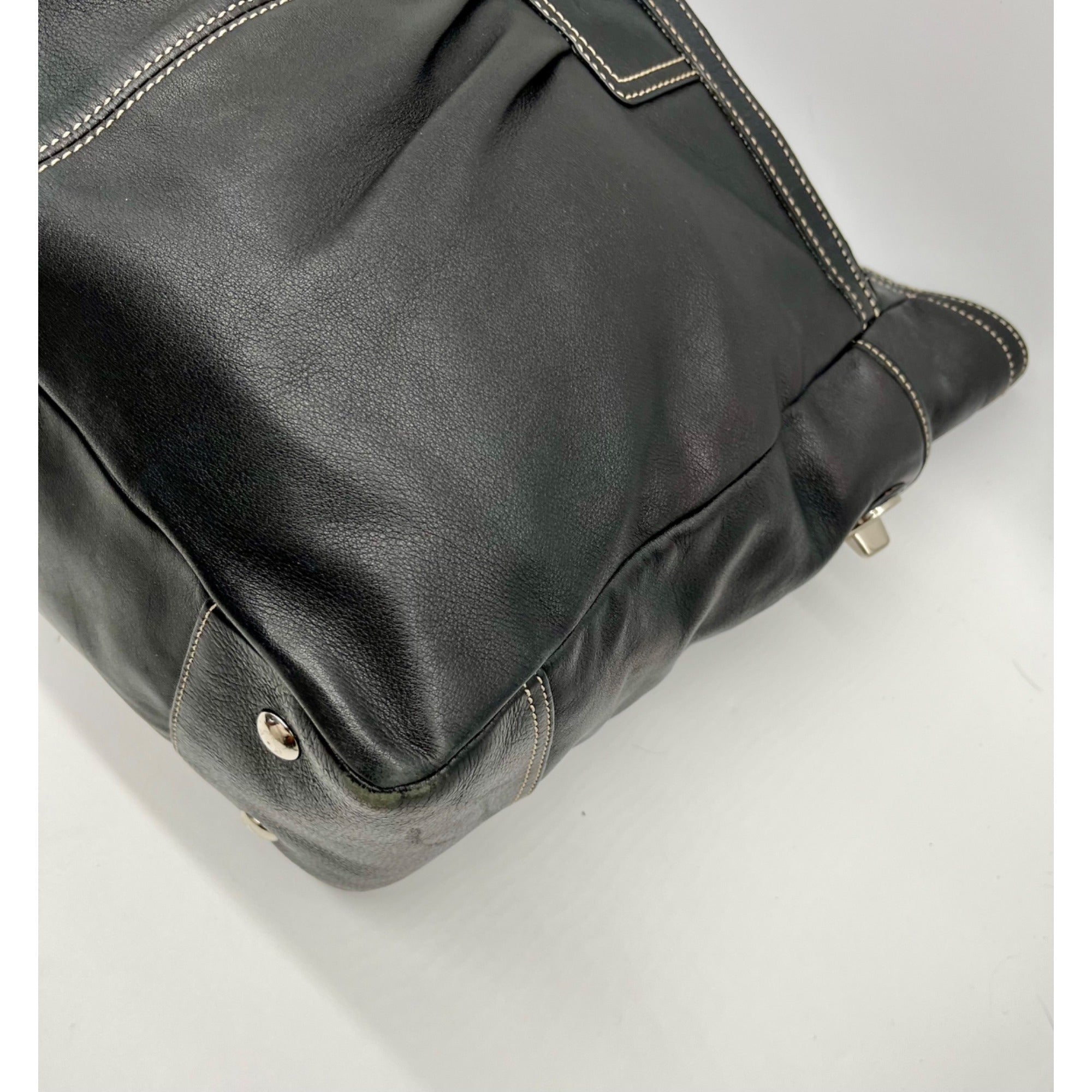 Black Coach Soho Pleated Leather Large Tote Bag F14673