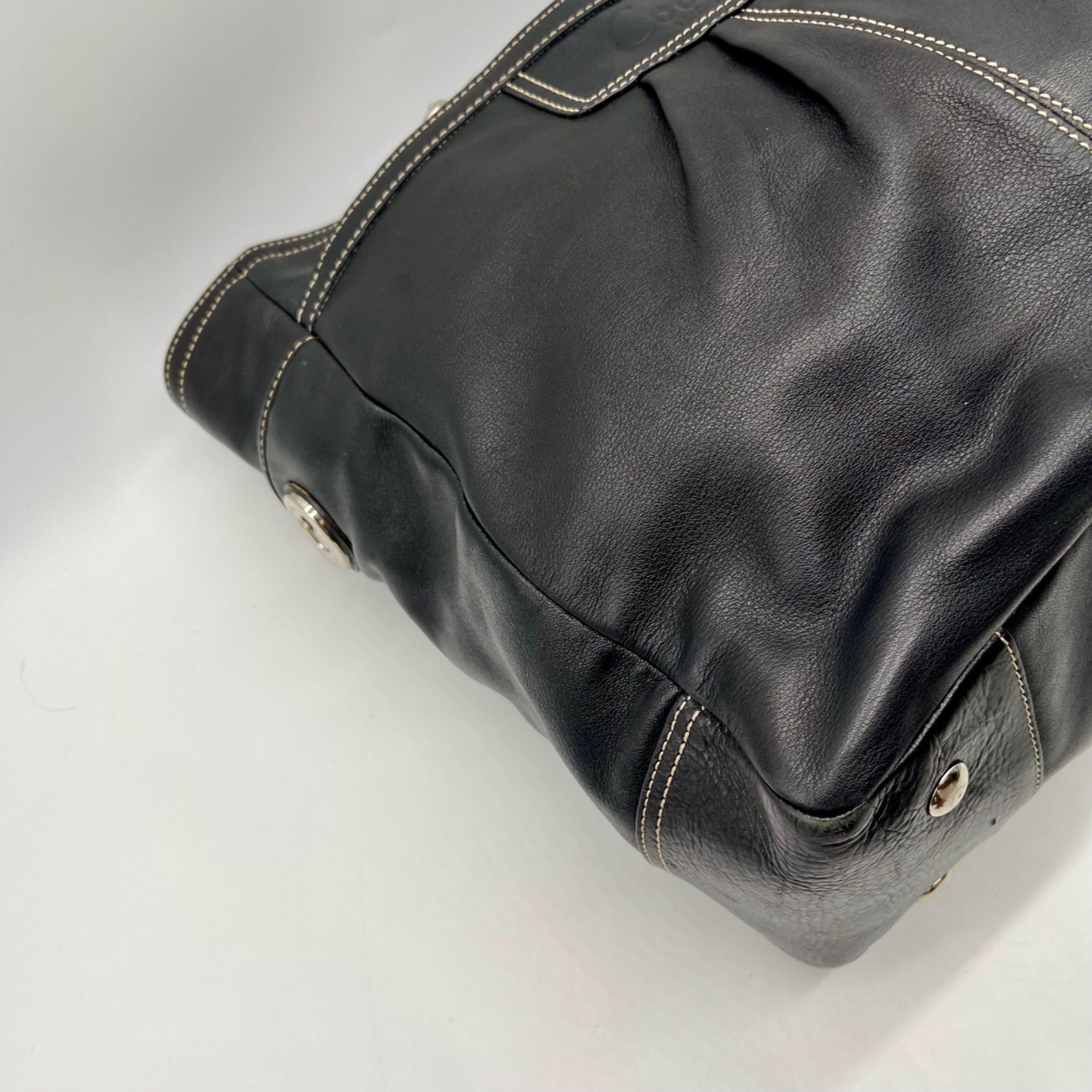 Black Coach Soho Pleated Leather Large Tote Bag F14673