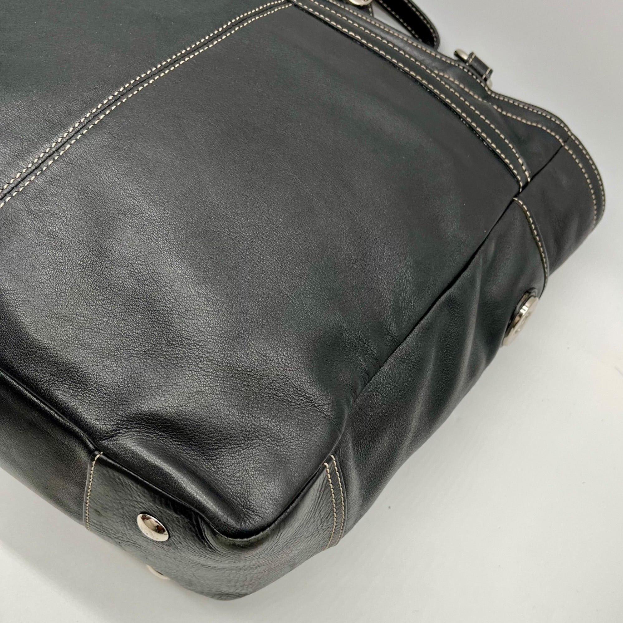 Black Coach Soho Pleated Leather Large Tote Bag F14673
