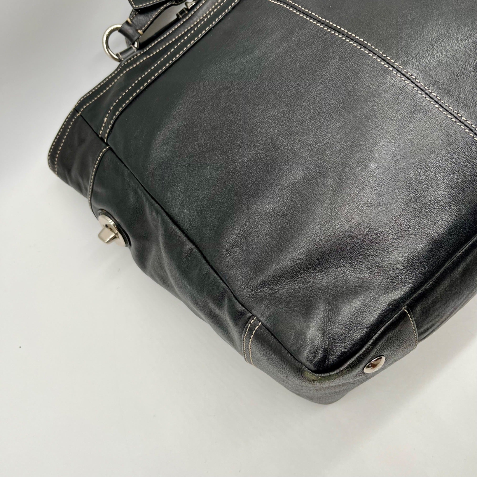 Black Coach Soho Pleated Leather Large Tote Bag F14673