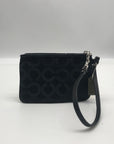 Coach Black Sateen & Leather Signature Wristlet