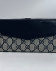 Gucci Vintage Navy Leather and Coated Canvas Sherry Line Long Wallet