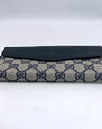 Gucci Vintage Navy Leather and Coated Canvas Sherry Line Long Wallet