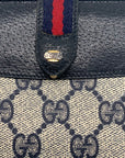 Gucci Vintage Navy Leather and Coated Canvas Sherry Line Long Wallet