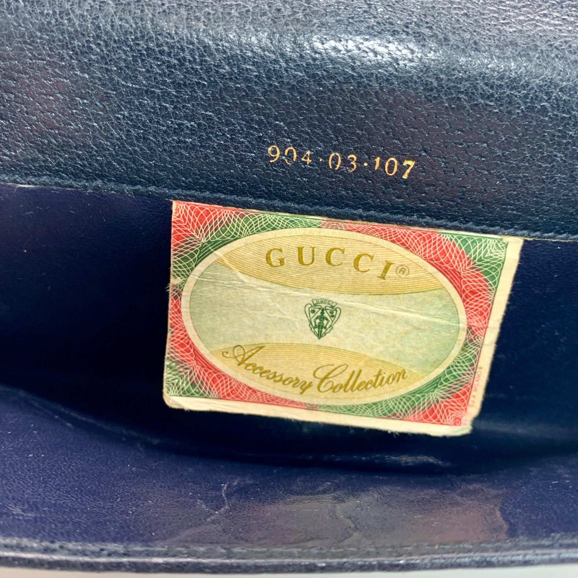 Gucci Vintage Navy Leather and Coated Canvas Sherry Line Long Wallet