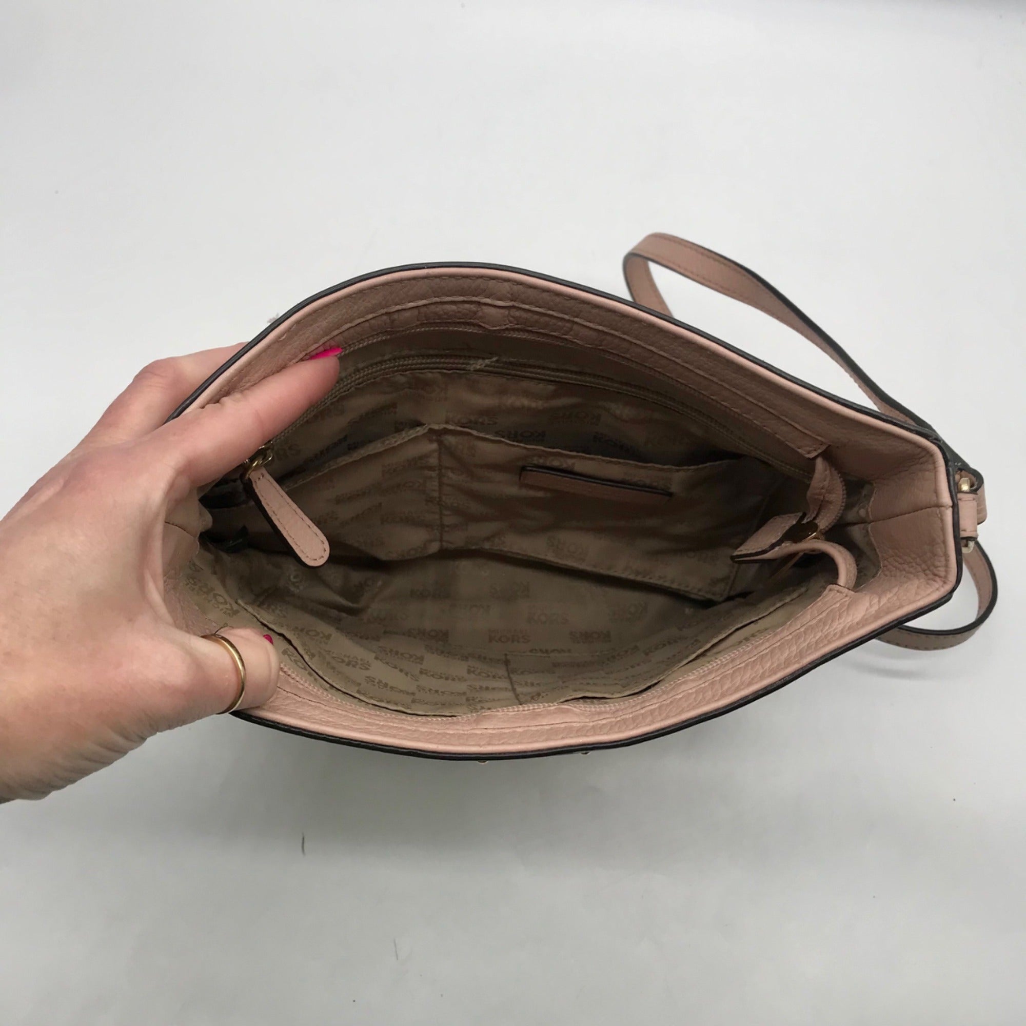 Michael Kors Pale Pink Pebbled Leather Crossbody Bag