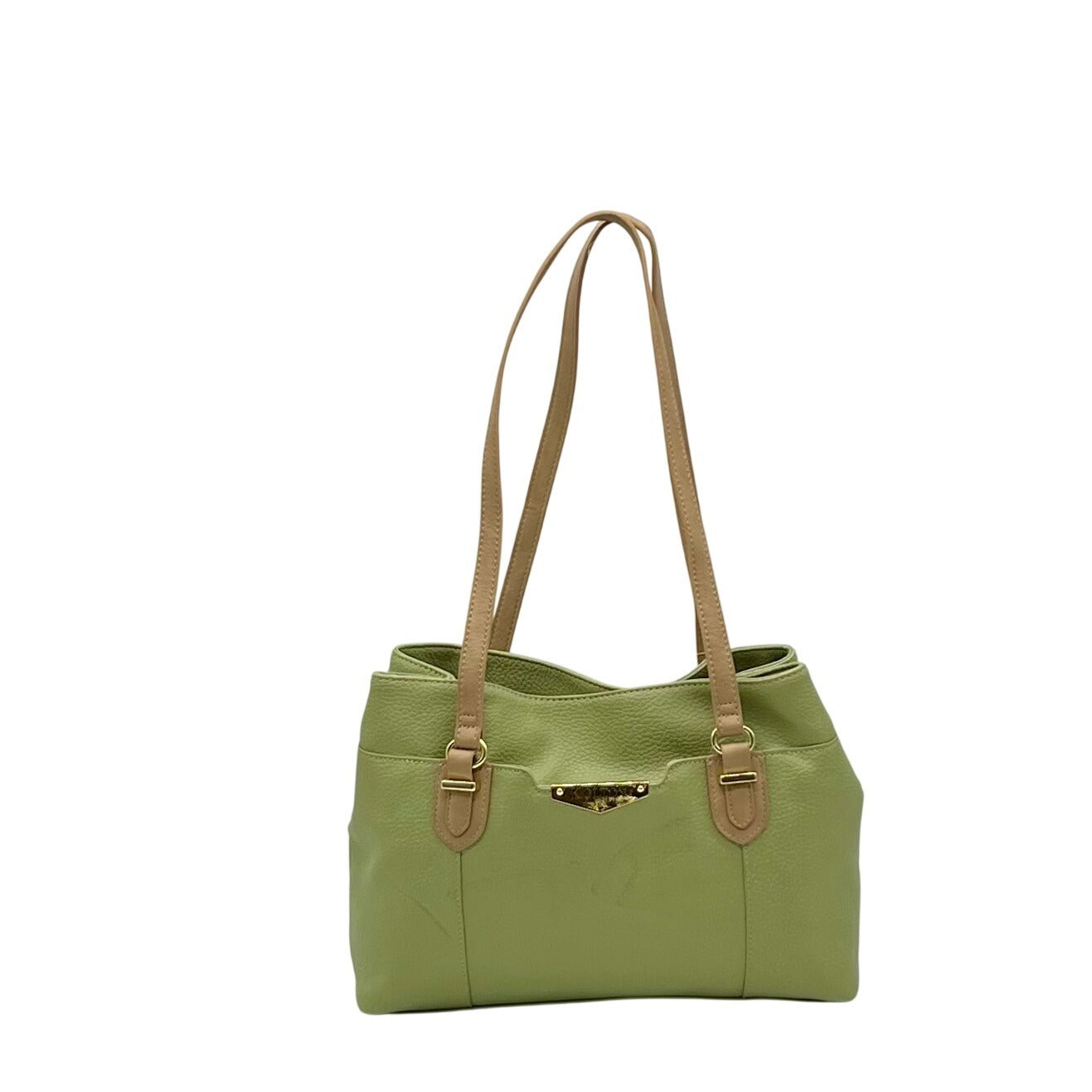 Koltov Green Faux Leather Tote Bag