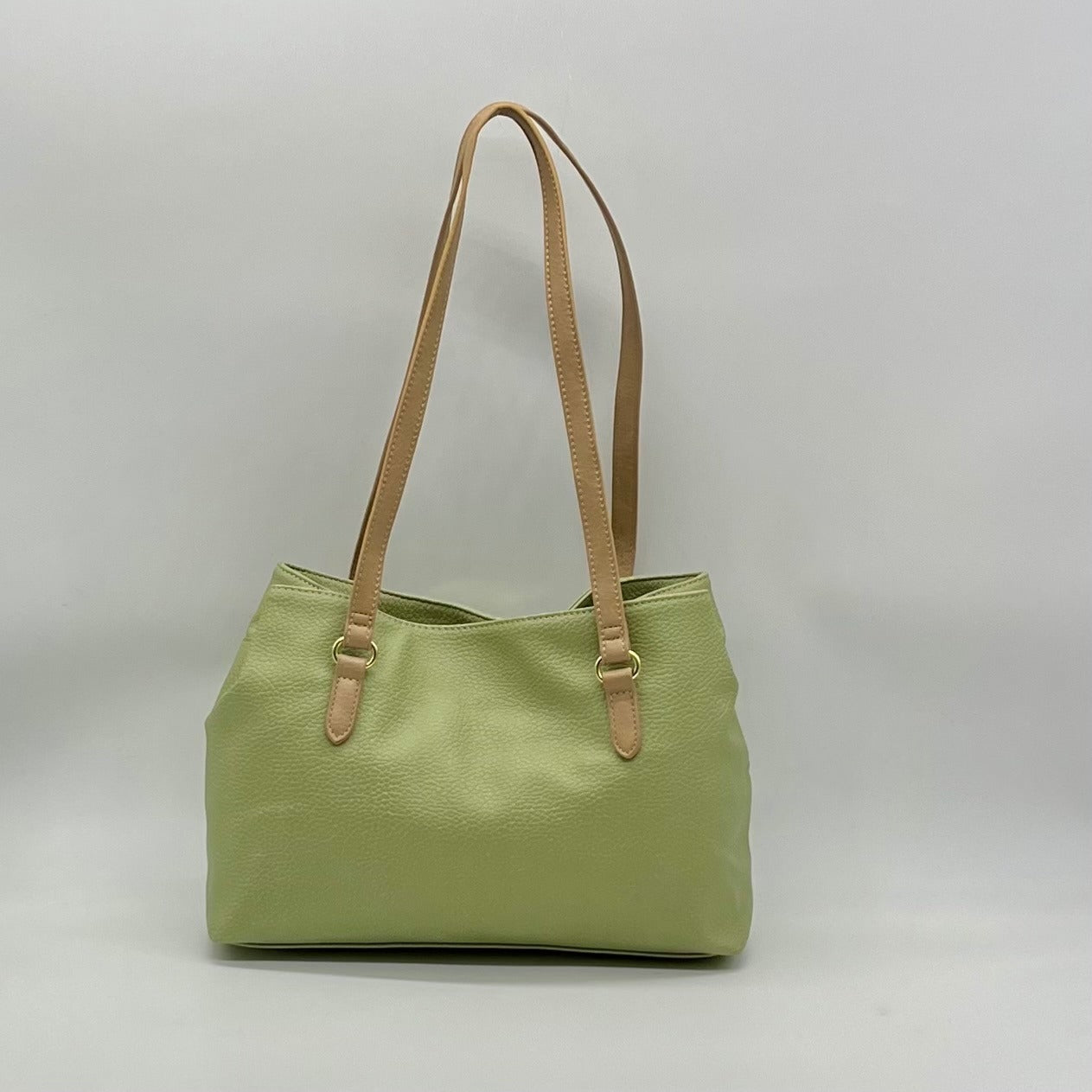 Koltov Green Faux Leather Tote Bag