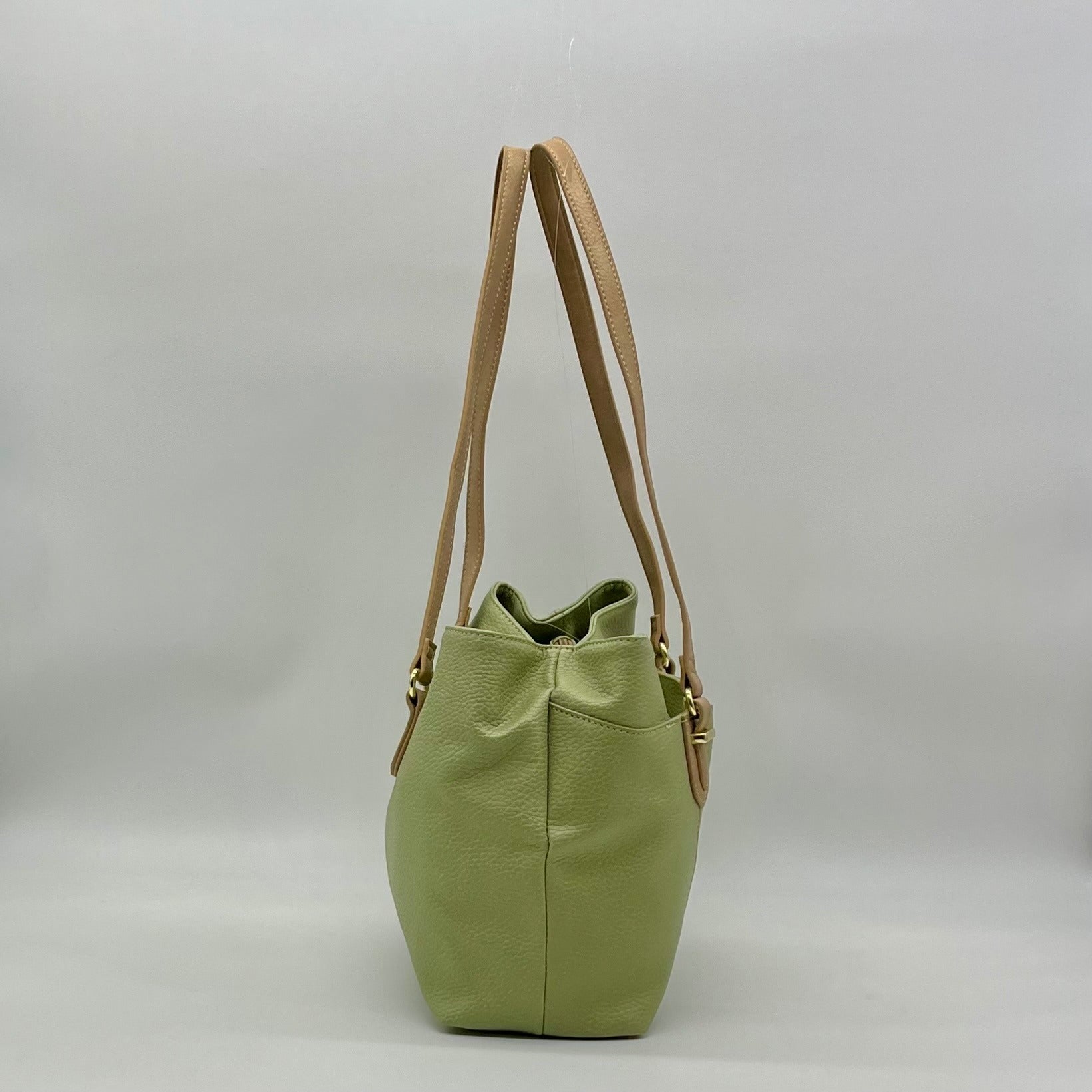 Koltov Green Faux Leather Tote Bag