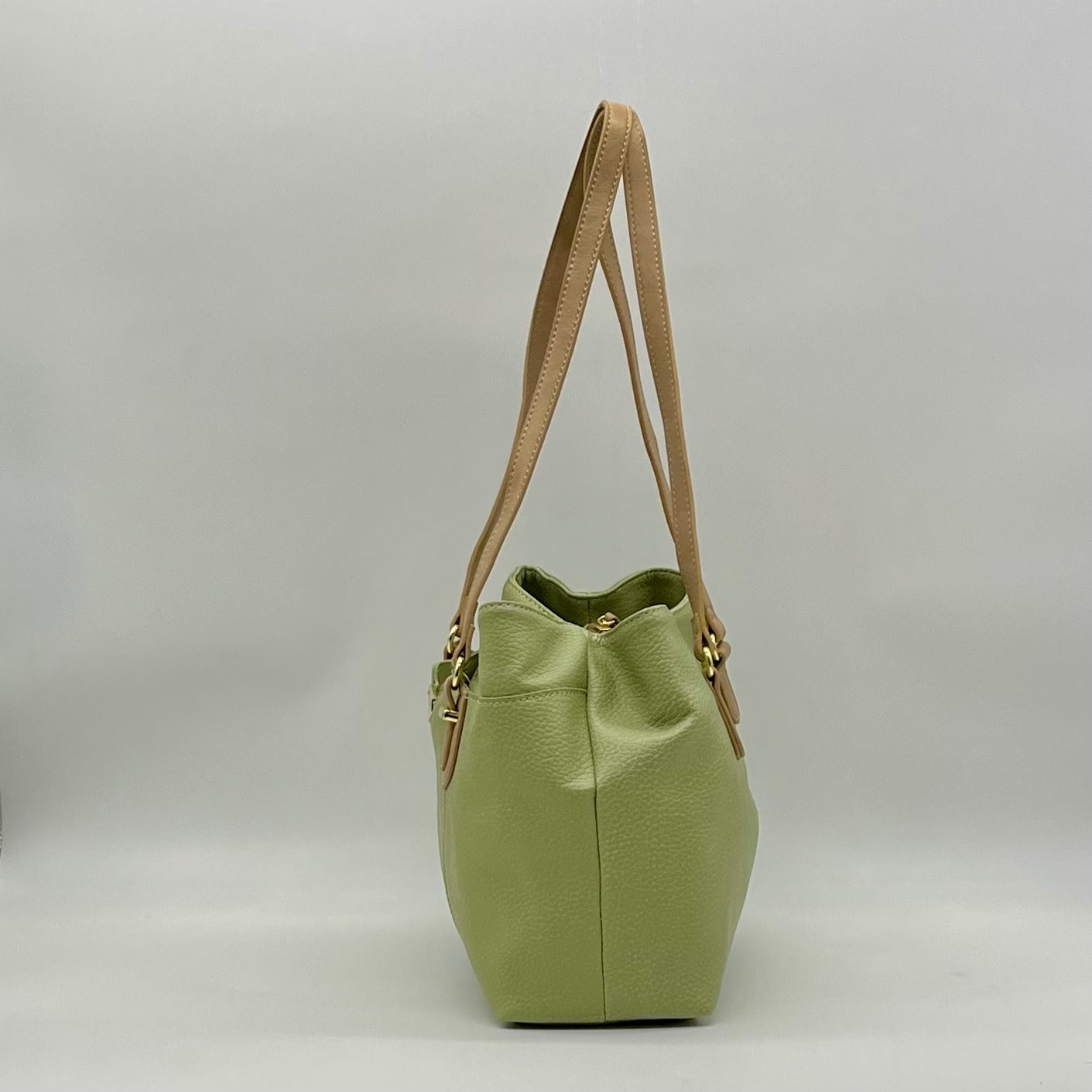 Koltov Green Faux Leather Tote Bag