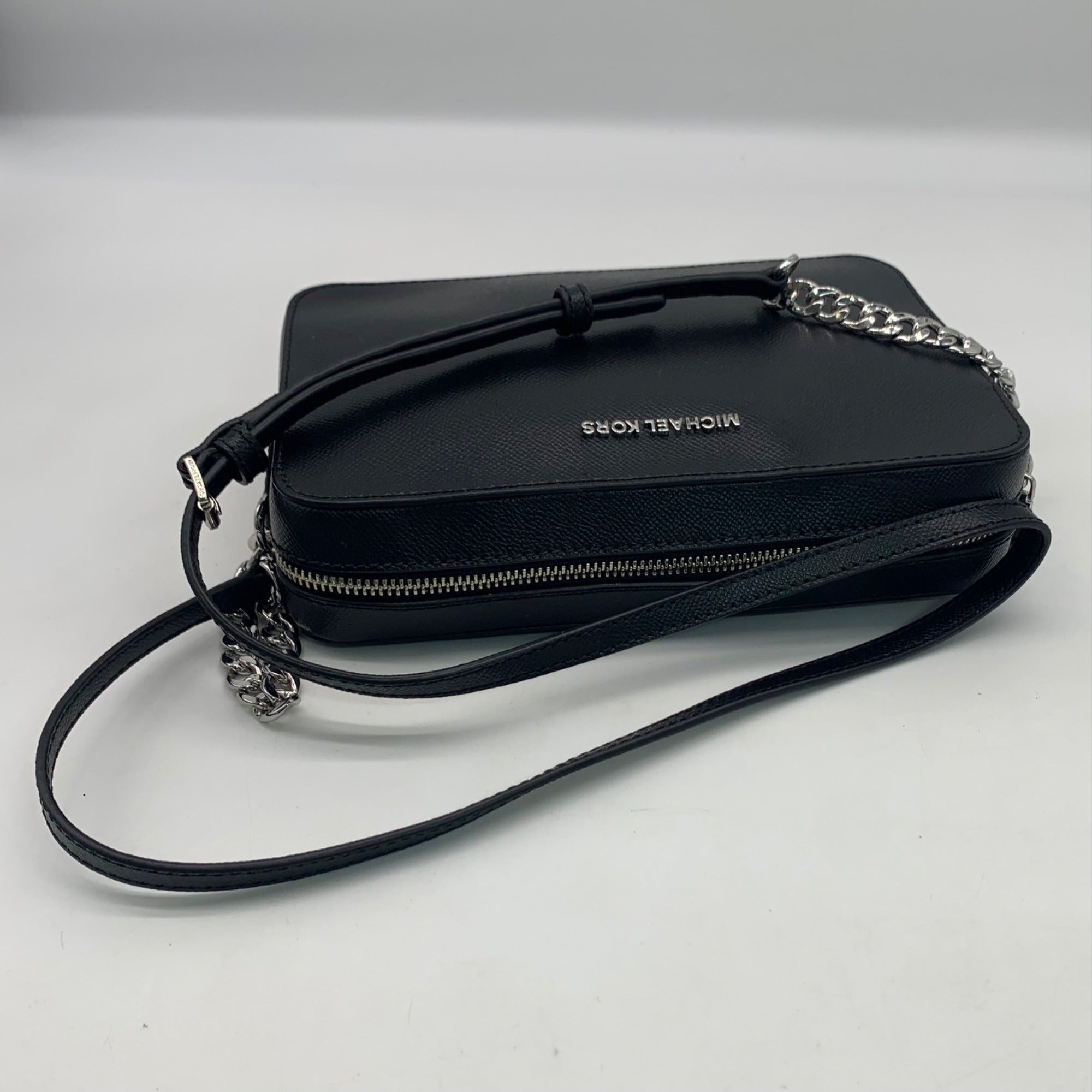 Michael Kors Black Leather Jet Set East West Crossbody Bag