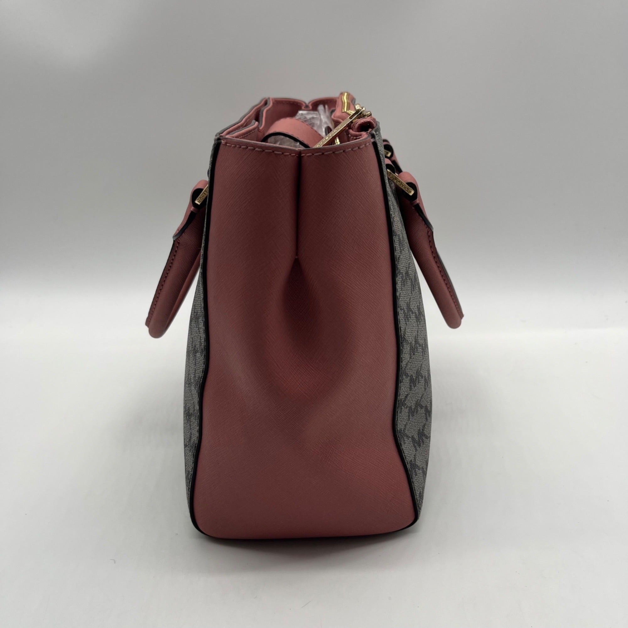Michael Kors Grey &amp; Pink Coated Canvas Satchel Bag