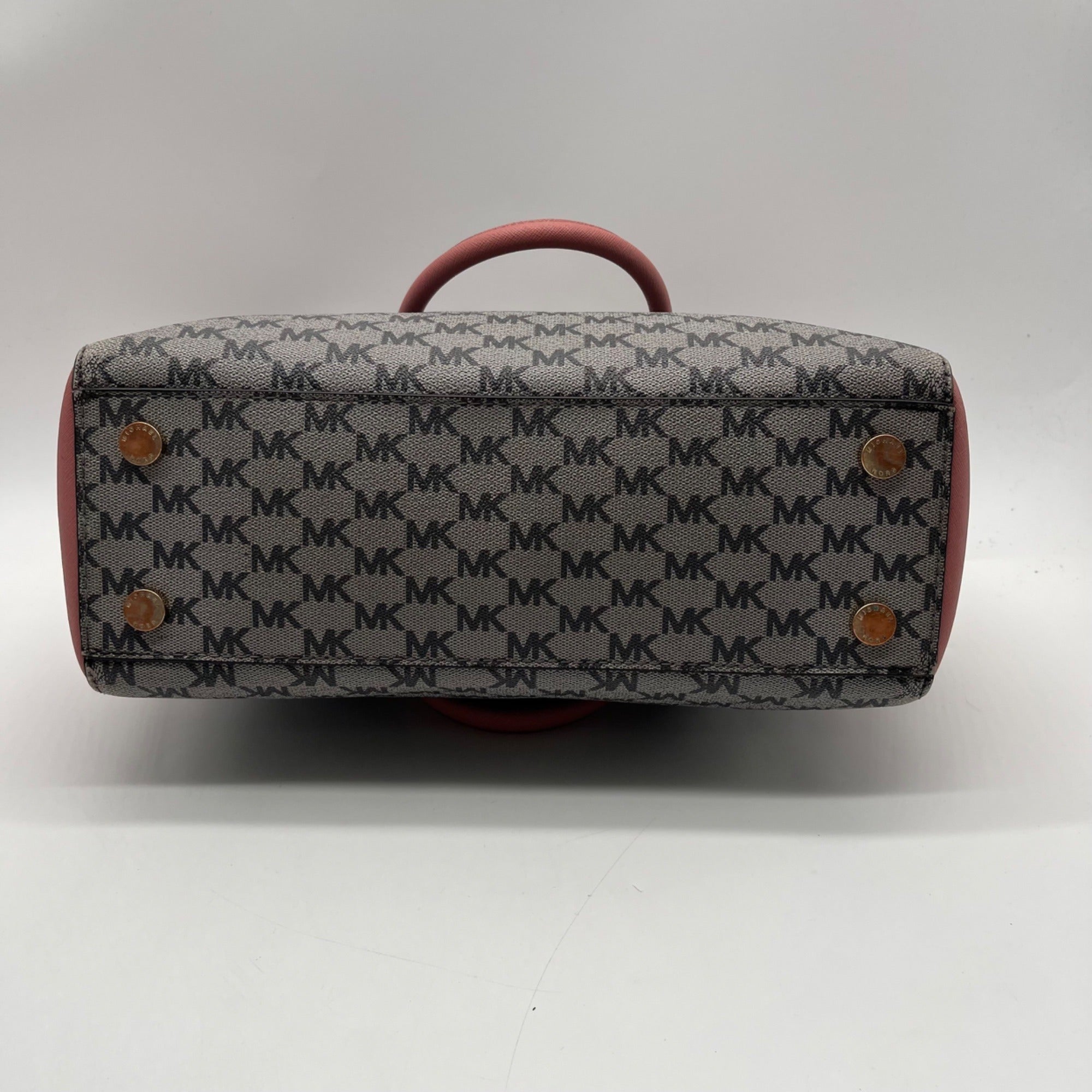 Michael Kors Grey &amp; Pink Coated Canvas Satchel Bag
