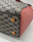 Michael Kors Grey & Pink Coated Canvas Satchel Bag