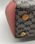 Michael Kors Grey & Pink Coated Canvas Satchel Bag