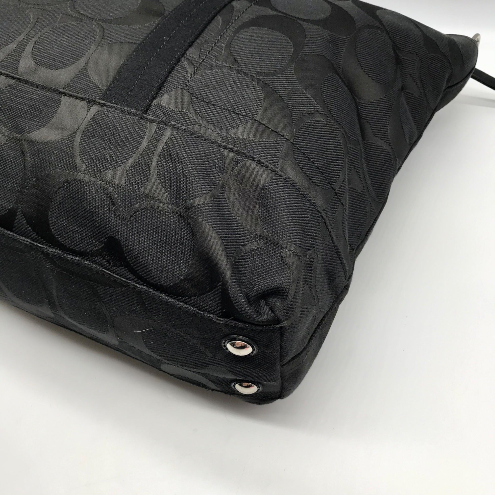 Coach Black Monogram Canvas Signature C Boston Bag F77284