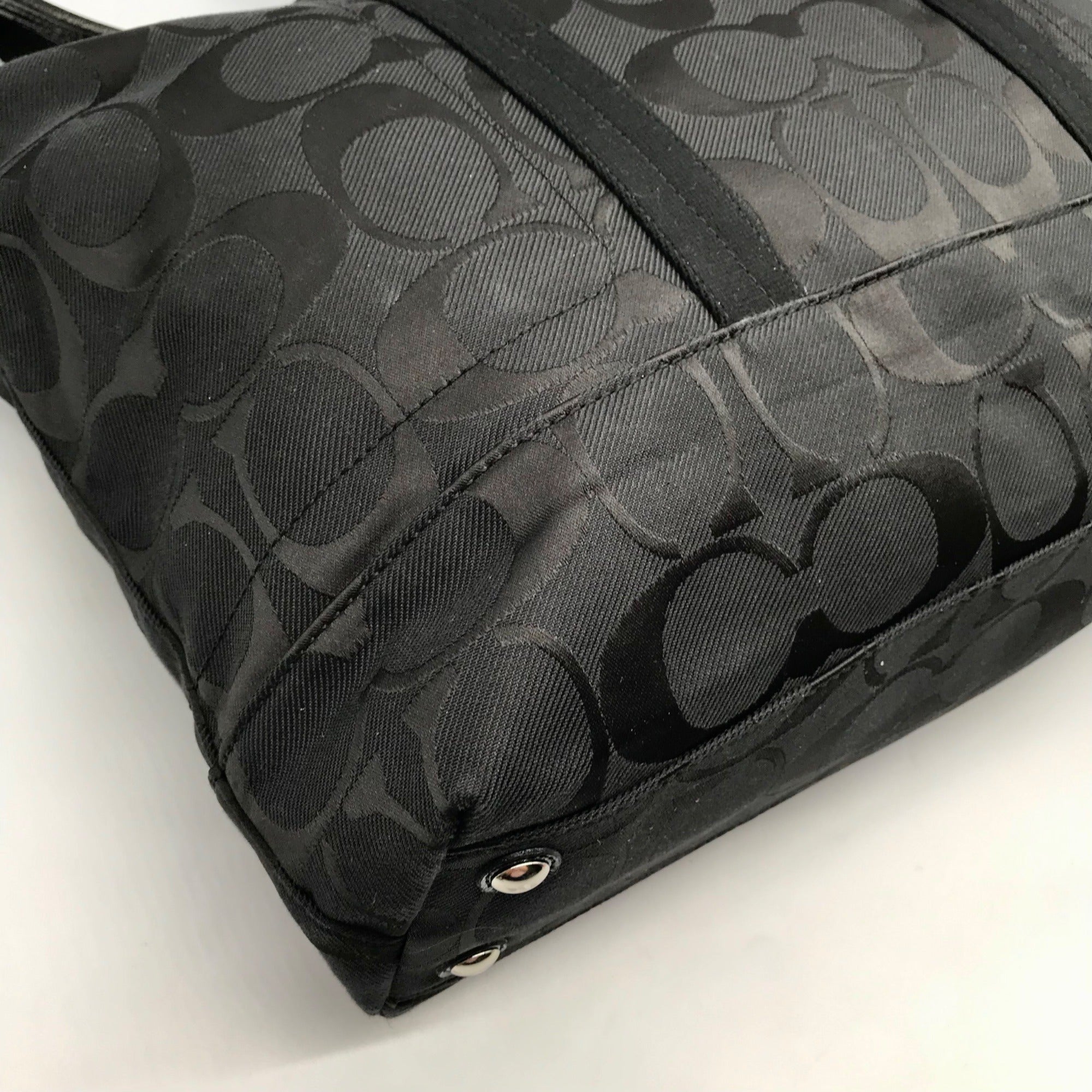 Coach Black Monogram Canvas Signature C Boston Bag F77284