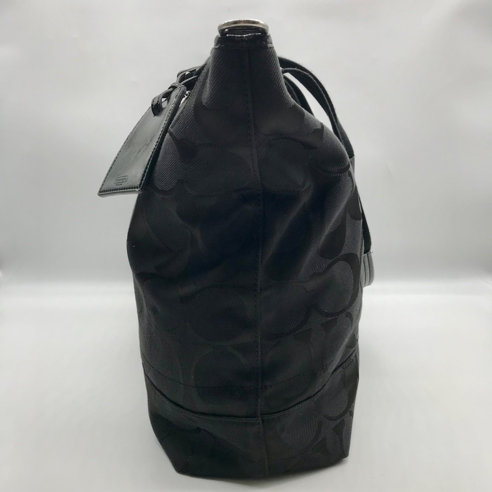 Coach Black Monogram Canvas Signature C Boston Bag F77284