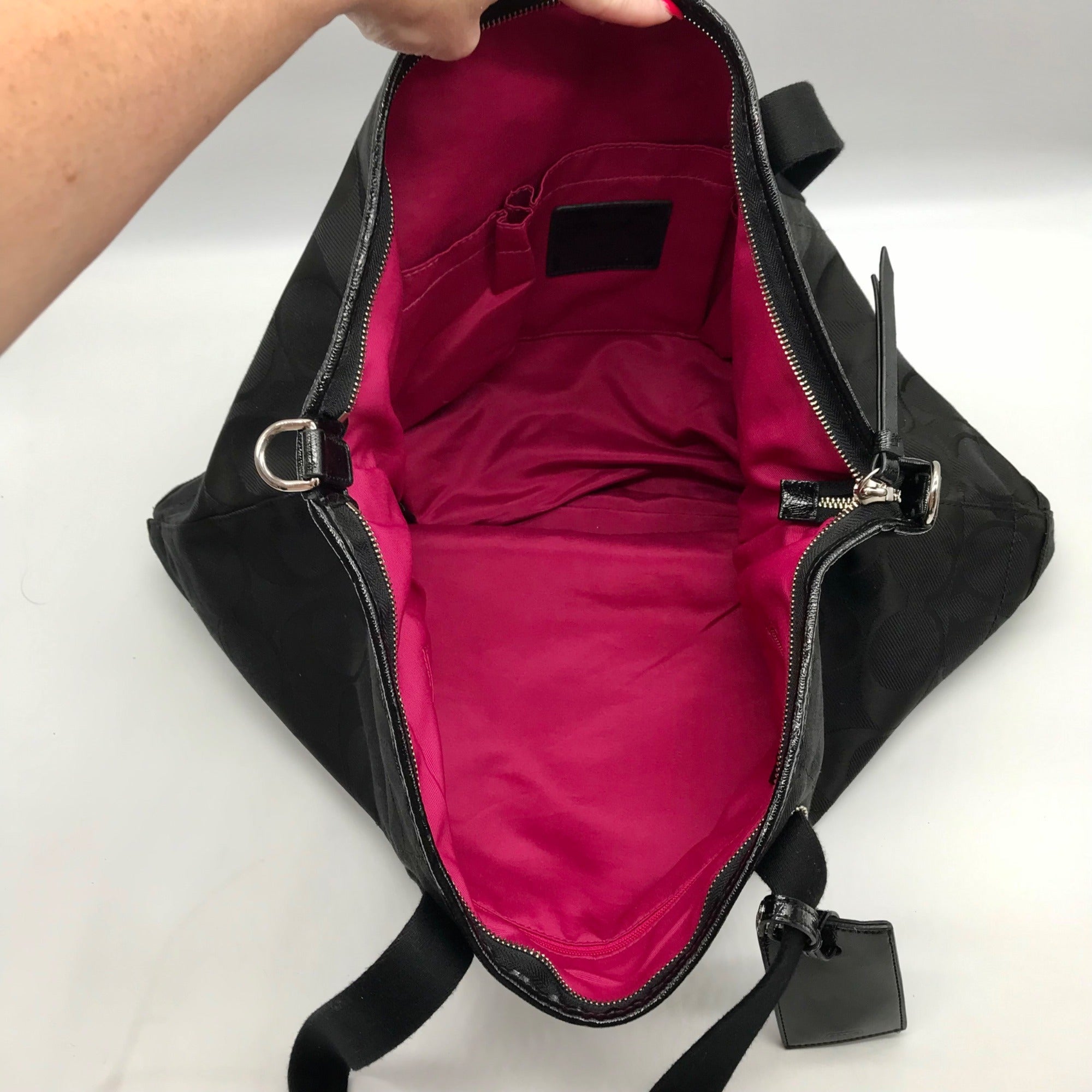 Coach Black Monogram Canvas Signature C Boston Bag F77284