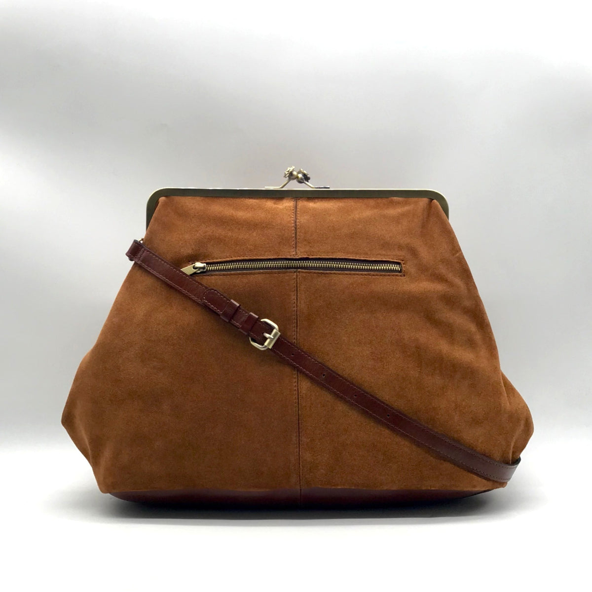 Patricia Nash Brown Suede Framed Shoulder Bag