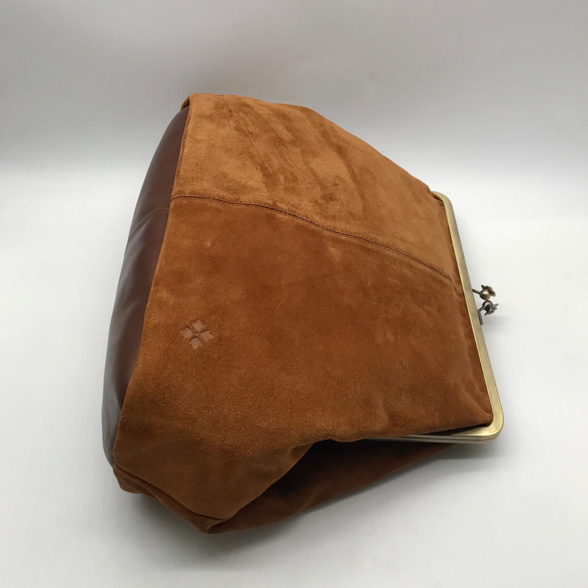 Patricia Nash Brown Suede Framed Shoulder Bag