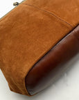 Patricia Nash Brown Suede Framed Shoulder Bag
