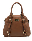 Michael Kors Brown Pebbled Leather Bedford Legacy Medium Convertible Satchel Bag