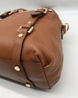 Michael Kors Brown Pebbled Leather Bedford Legacy Medium Convertible Satchel Bag