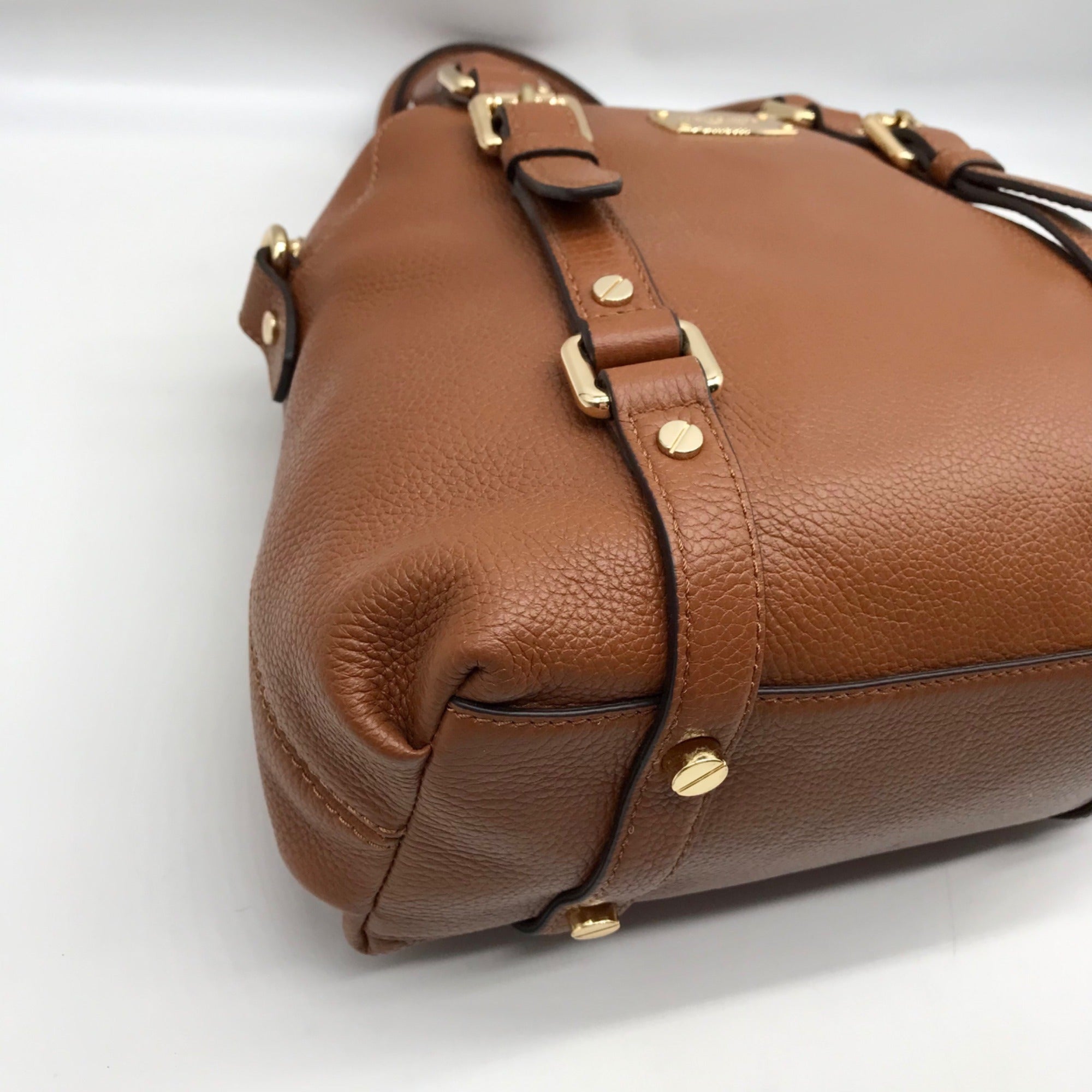 Michael Kors Brown Pebbled Leather Bedford Legacy Medium Convertible Satchel Bag