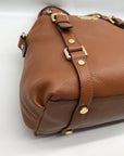 Michael Kors Brown Pebbled Leather Bedford Legacy Medium Convertible Satchel Bag