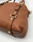 Michael Kors Brown Pebbled Leather Bedford Legacy Medium Convertible Satchel Bag