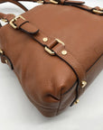 Michael Kors Brown Pebbled Leather Bedford Legacy Medium Convertible Satchel Bag